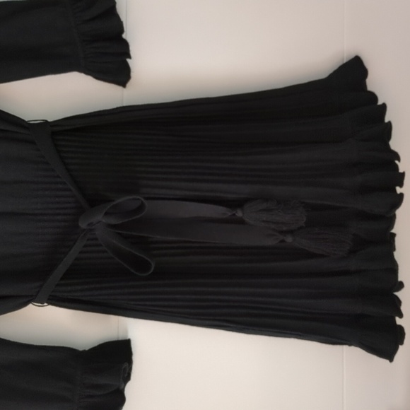 Rebecca Taylor Knit fit flare Long Sleeve & tie waist Tassels Knee Length Dress - Picture 2 of 11